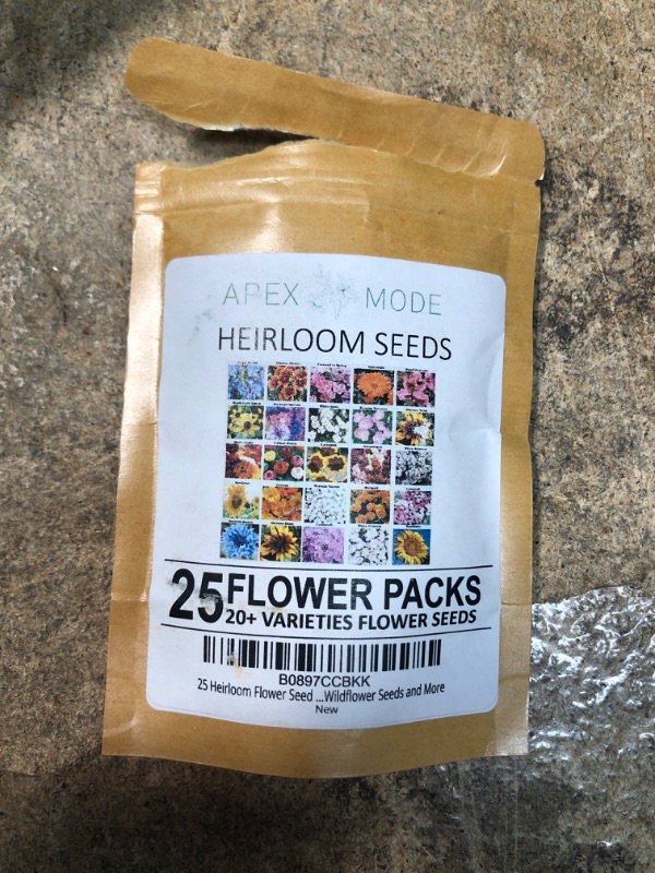 Photo 2 of 25 Heirloom Flower Seed Packets Including 20+ Varieties Flower Seeds - Forget Me Not, Sunflower, Marigold, Zinnia Lilliput, Snapdragon, Hummingbird & Butterfly Wildflower Seeds and More