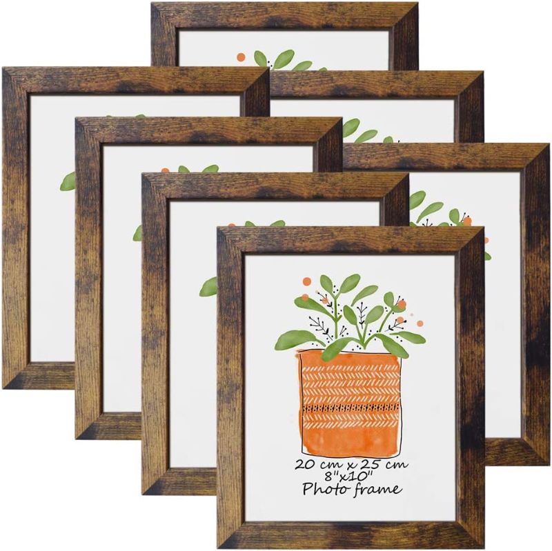 Photo 1 of 8x10 Picture Frame Rustic Brown Frames Fits 8 by 10 Inch Prints Wall Tabletop Display, 7 Pack