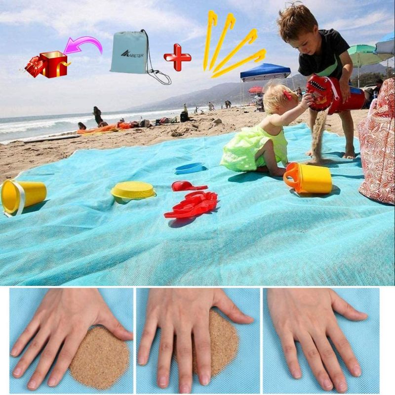 Photo 1 of ABETER Sand Free Beach Mat Blanket Sand Proof Magic Sandless Sand Dirt & Dust Disappear Fast Dry Easy to Clean Waterproof Rug Avoid Sand Dirt and Grass Keep Everything Clean (79*79")