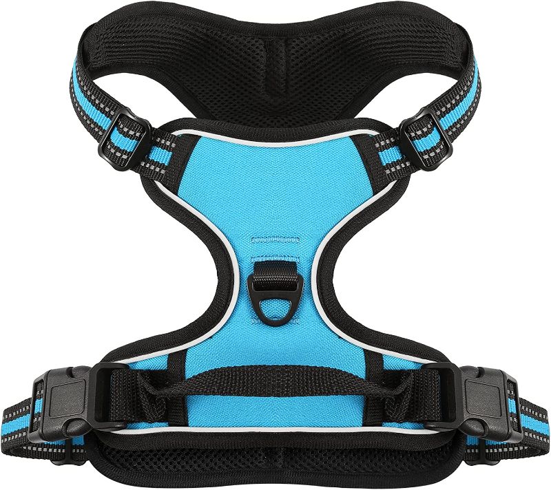 Photo 1 of  Dog Harness No-Pull Pet Harness, Adjustable Outdoor Walking Pet Reflective Oxford Soft Vest with 2 Metal Rings and Handle Easy Control for Small Dogs 