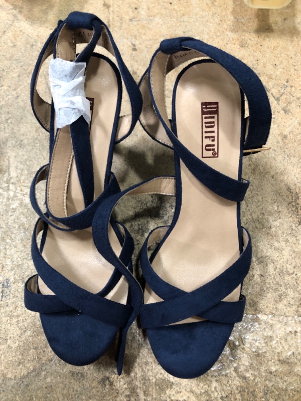 Photo 2 of IDIFU Women's Dress Platform High Heels Strappy Heeled Sandals Open Toe Ankle Strap Shoes for Women Wedding Bridal Homecoming size 7.5 