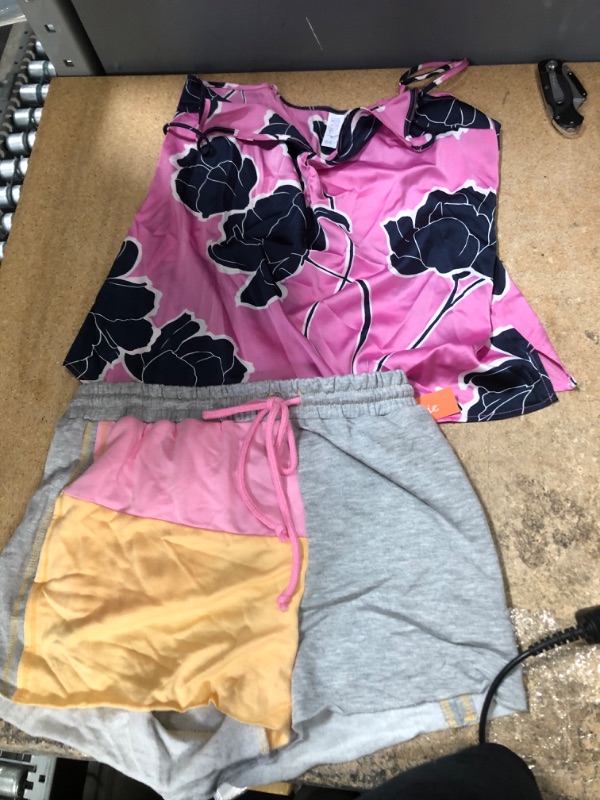 Photo 3 of (BUNDLE OF 2)Women's Satin Sleep Camisole - Stars Above™ SMALL + Women's Colorblock Fleece Lounge Shorts - Colsie™ Gray SMALL