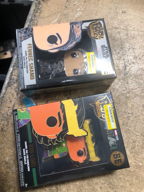 Photo 1 of 2 PACK Funko Pop! Pin: Star Wars Mandalorian FENNEC SHAND SE SG AND Funko Pop Pin Marvel Kid Loki SE NEW SEALED ENAMAL GLOW in DARK 