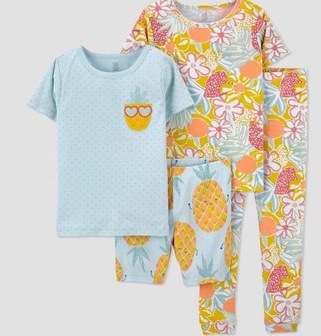 Photo 1 of ***3 ITEMS IN BUNDLE*** TODDLER GIRLS FLORAL/PINEAPPLE PRINT (TOPS ONLY) SIZE 4T + GIRLS BLUE FLORAL SHORTS 4T