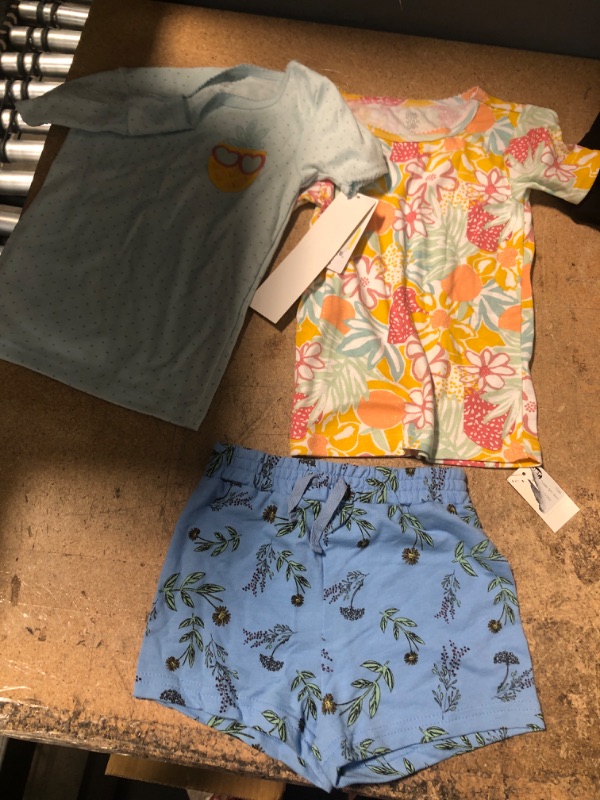 Photo 2 of ***3 ITEMS IN BUNDLE*** TODDLER GIRLS FLORAL/PINEAPPLE PRINT (TOPS ONLY) SIZE 4T + GIRLS BLUE FLORAL SHORTS 4T