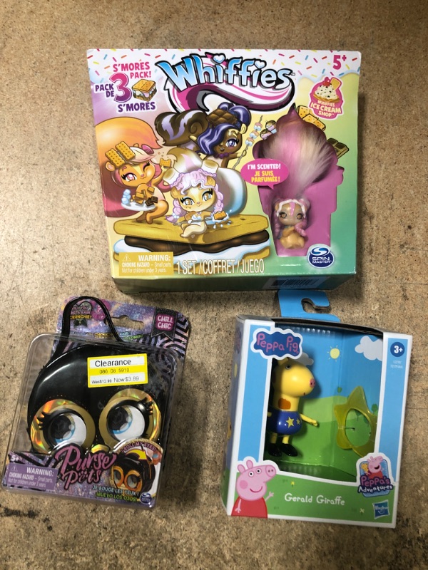 Photo 2 of (3 ITEM BUNDLE) Peppa Pig Peppa's Fun Friends Preschool Toy, Gerald Giraffe Figure, Whiffies S'mores 3-Pack, Collectible Animals with Scented Plush Tails, AND Purse Pets Micros - Penguin