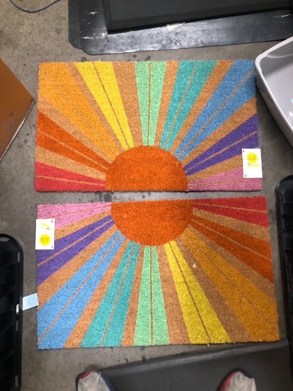 Photo 2 of (2 DOORMATS) 1'6"x2'6" Rainbow Sunshine Doormat - Sun Squad™