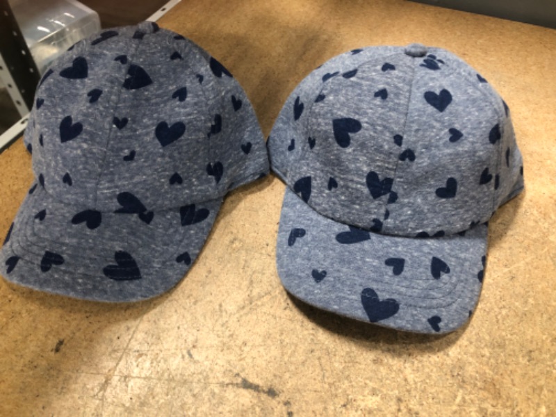 Photo 2 of 2 PACK Girls' Heather Jersey Heart Printed Hats - Cat & Jack™ Blue