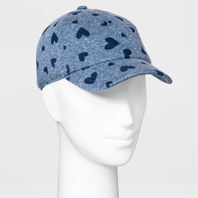 Photo 1 of 2 PACK Girls' Heather Jersey Heart Printed Hats - Cat & Jack™ Blue