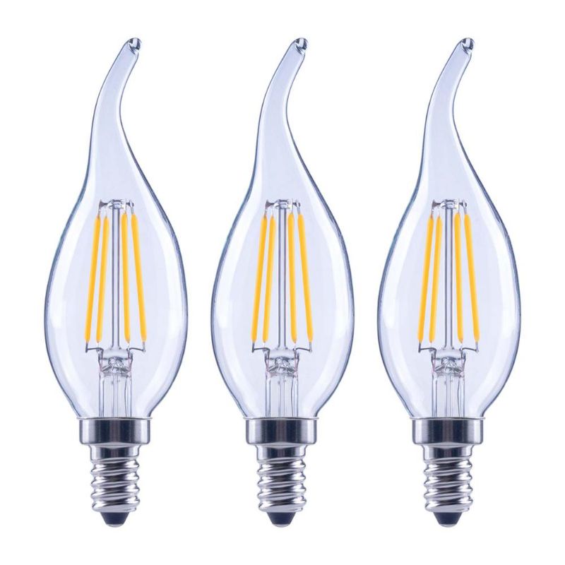 Photo 1 of ***9 pack*** EcoSmart 60-Watt Equivalent B11 Dimmable E12 Candelabra Flame Bent Tip Clear Glass LED Vintage Edison Light Bulb Daylight(3-Pack)