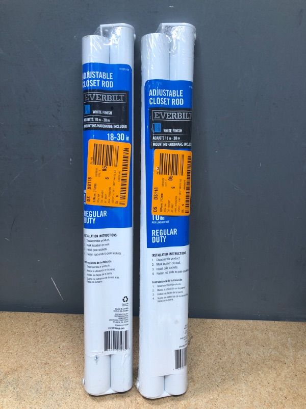 Photo 2 of ***2 pack*** Everbilt 18 in. . - 30 in. length* 1.26in width White Adjustable Closet Rod