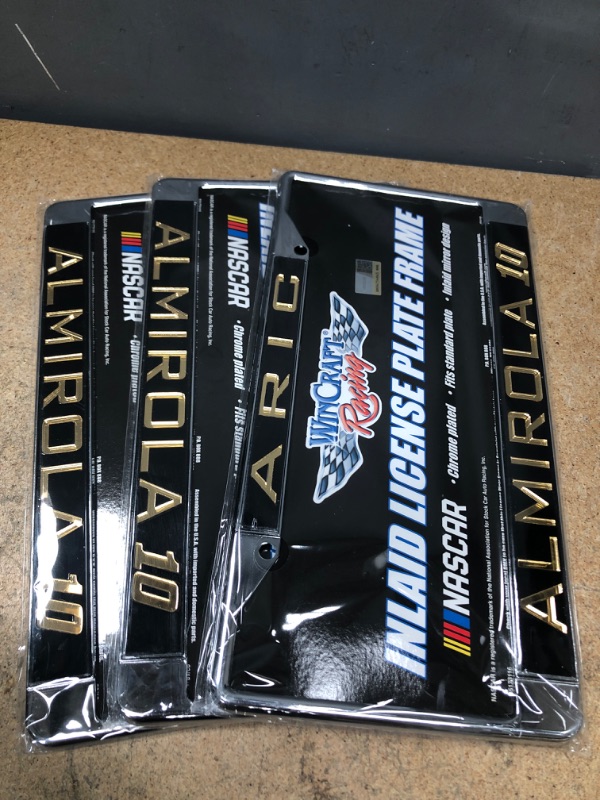 Photo 2 of ***3 Pack*** WinCraft NASCAR Stewart Haas Racing Aric Almirola NASCAR Aric Almirola #10 License Plate Frame Small Over Large Metallic, Multi, na