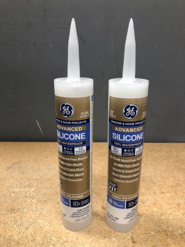 Photo 2 of (2 pack) GE Advanced Silicone 2 10.1 oz. Clear Exterior/Interior Window and Door Sealant