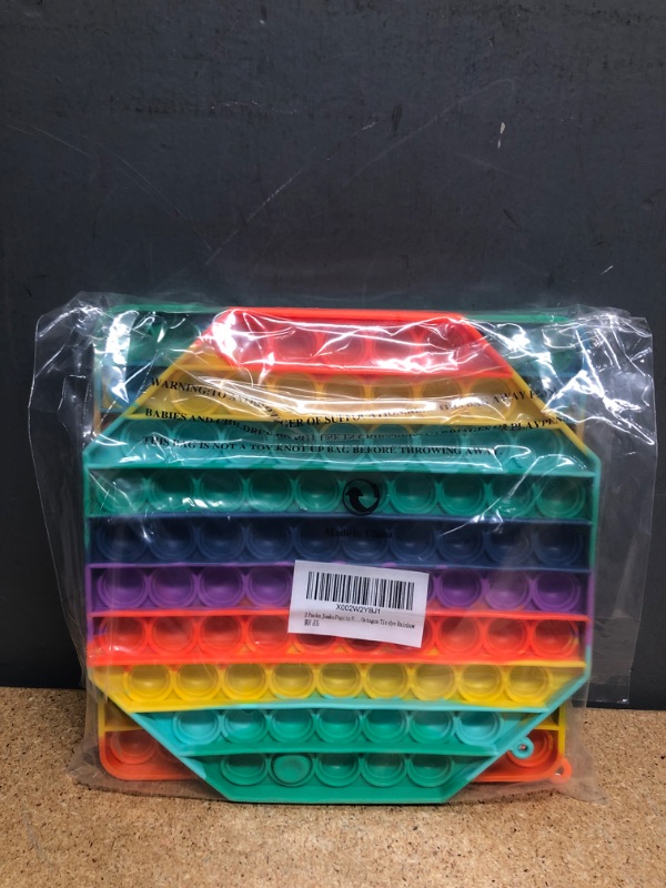 Photo 2 of 2 Packs Jumbo Toy for Kids Adult, Giant Huge Large Mega Big Press Pop Poppop Poop Popper Po it Sensory Austim Anxiety ADHD Stress Relie Game Square Octagon Tie dye Rainbow