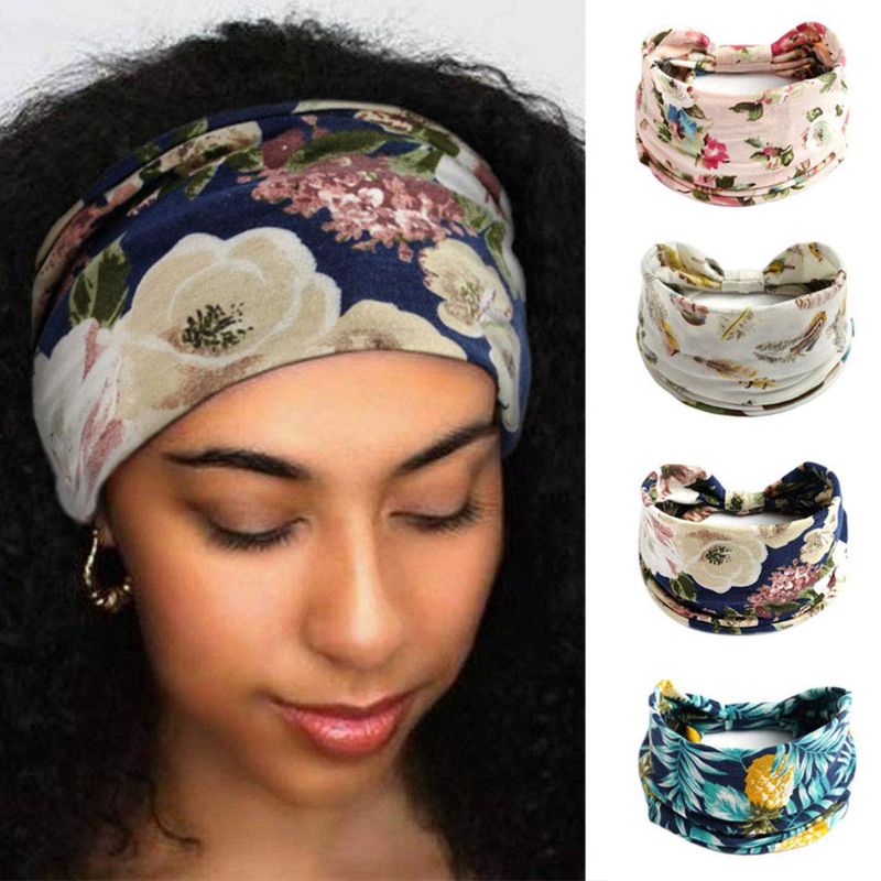 Photo 1 of 8 Pack Boho Wide Headbands for Women Yoga Sport Workout Running Headband Large African Head Wrap (Set 6)