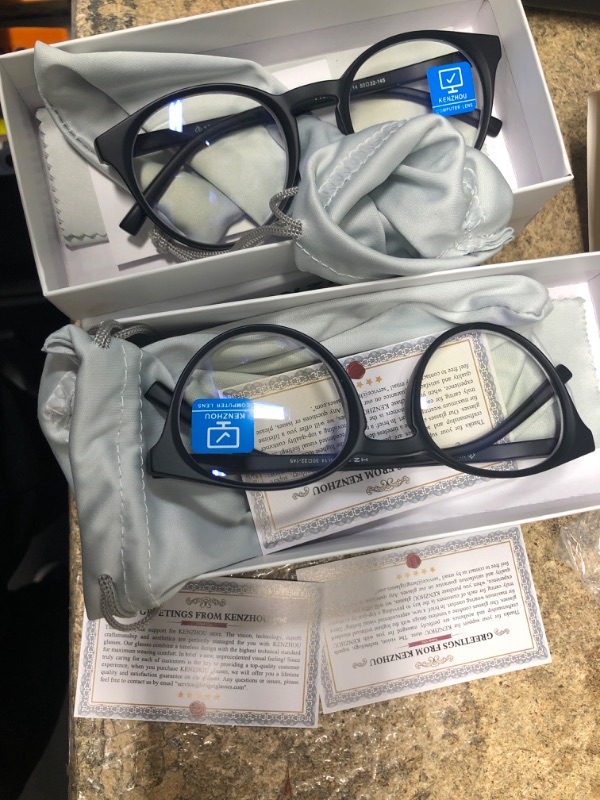 Photo 1 of ***2 Pack*** K KENZHOU Blue Light Blocking Glasses Women Round Rim Frame Eyeglasses, Color: Black