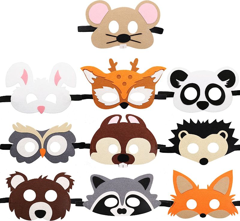 Photo 1 of CiyvoLyeen Forest-Friends Animals Felt Masks 10 pcs Woodland Creatures Animal Cosplay Zoo Camping Themed Party Favors Supplies for Boys or Girls