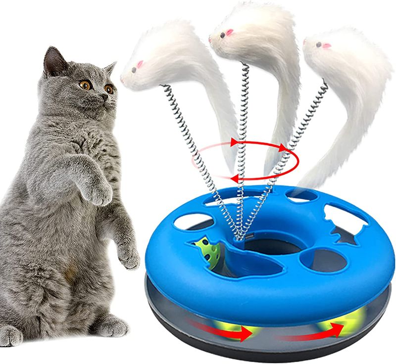 Photo 1 of ***2 Pack*** Cat Toys, Interactive Cat Toys for Indoor Cats, Funny Kitten Toys, Pet Cat Spring Toy with Moving Balls Catch Exercise