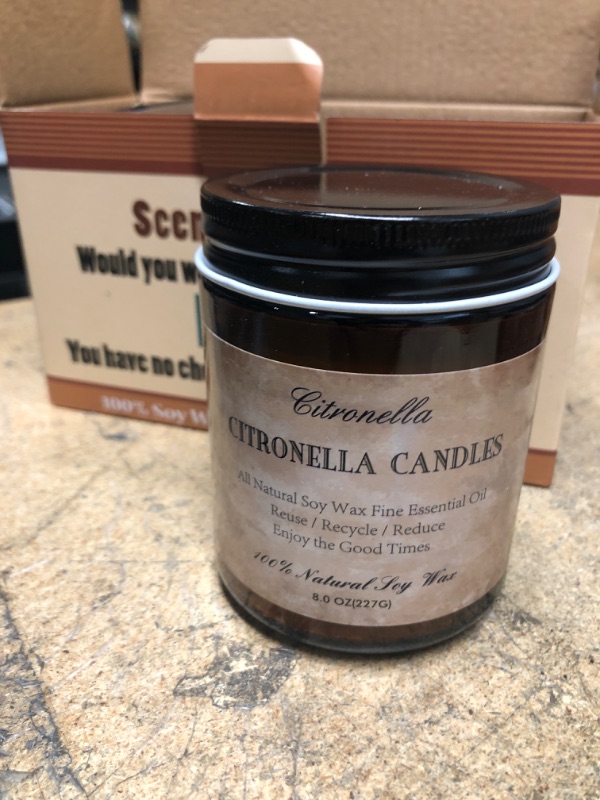 Photo 2 of ***3 Pack*** Citronella Candles 2x8 Oz Pack Citronella Scented Candles in Glass Jar Natural Soy Wax Lemongrass Citronella Essential Oil Portable Glass Jar Candles for Outdoor, Indoor, Travel, Garden, Camping