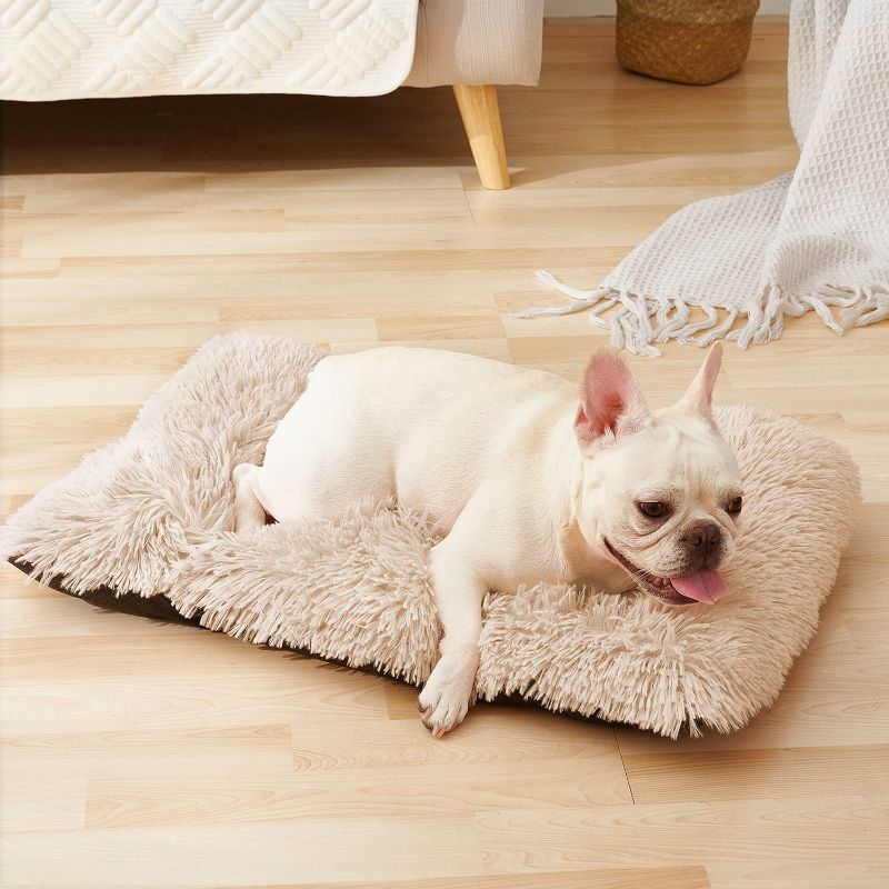 Photo 1 of ***Size: XX-Large?48"*33"*3", Color: Pink/Beige*** FONTEARY Dog Bed Long Plush Pet Bed Pad Washable Crate Mat for Large Medium Dogs with Anti-Slip Backing