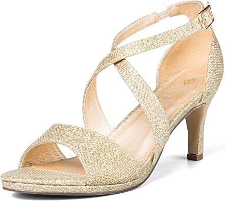 Photo 1 of ***Size: 7*** mysoft Women's Stilettos Sparkly Strappy Wedding Shoes Open Toe Prom Pump Heel Sandals