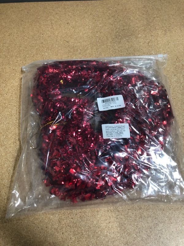 Photo 2 of 9 Pieces Red Valentine Heart Shaped Wreaths Tinsel Heart Shaped Wreaths Red Foil Wreaths for Valentine's Day Wedding Propose Holiday Party Front Door Wall Window Decorations