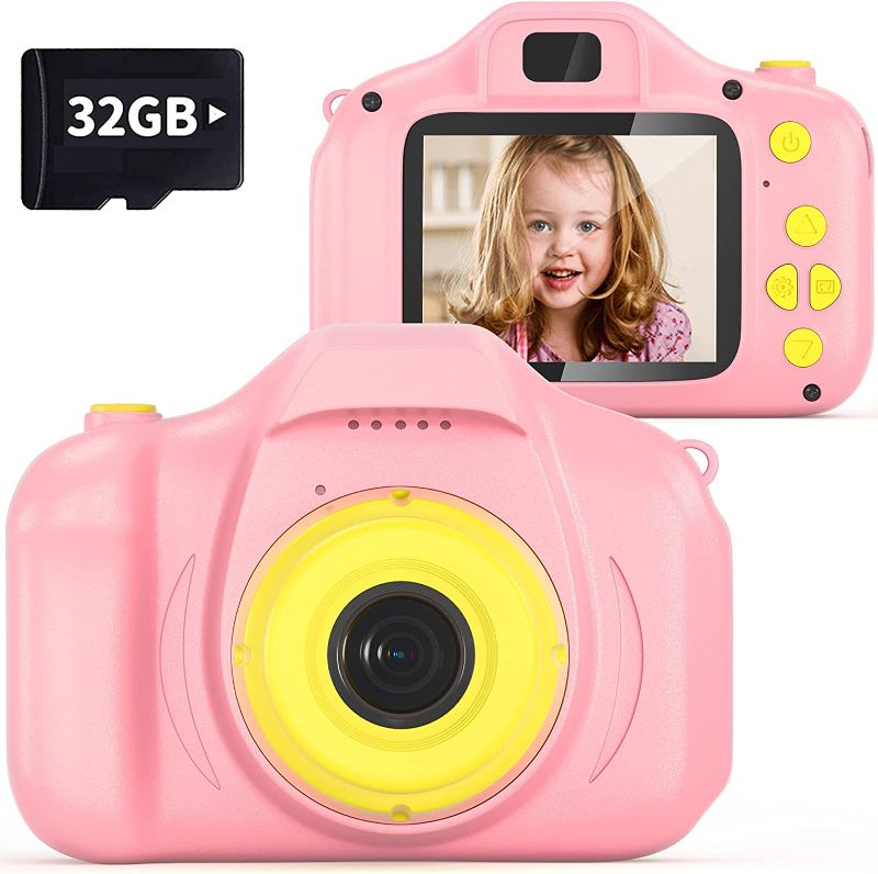 Photo 1 of Arumie Child Camera 1080P HD Selfie Digital Mini Children Camera Toy with 2 Inch IPS Screen and 32GB SD Card for 3-10 Year Old, Red