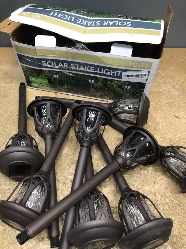 Photo 2 of ***Color: Brown*** Balhvit Glass Solar Lights Outdoor, 9 Pack Super Bright Solar Pathway Lights, Up to 12 Hrs Long Last Auto On/Off Garden Lights Solar Powered Waterproof, Stainless Steel LED Landscape Lighting for Yard