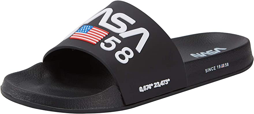 Photo 1 of ***Color: Black/White/Red, Size: 15 Women/13 Men*** NASA Slides Sandal for Men