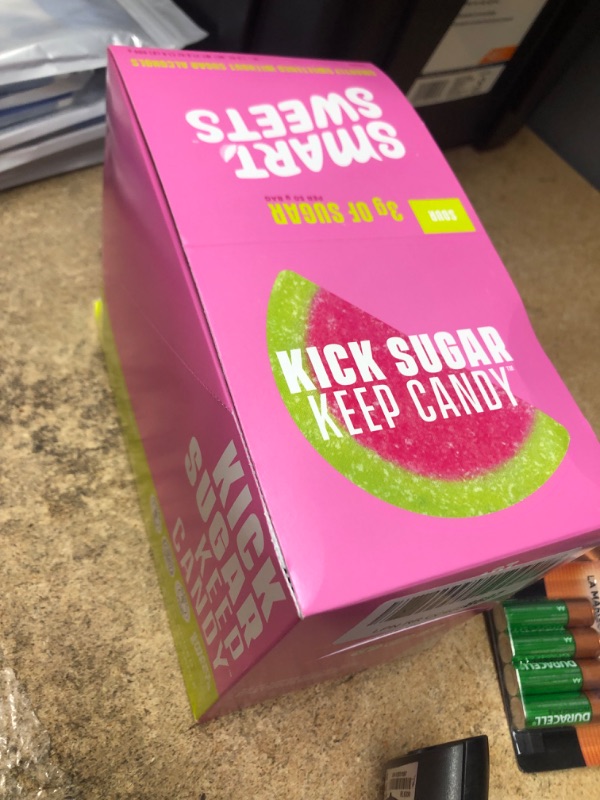 Photo 3 of **EXPIRES AUG24/2022** SmartSweets NEW Sourmelon Bites, Candy with Low Sugar (3g), Low Calorie, Plant-Based, Free From Sugar Alcohols, No Artificial Colors or Sweeteners, Sour Watermelon, 1.8 Ounce (Pack of 12), 21.6 Ounce
