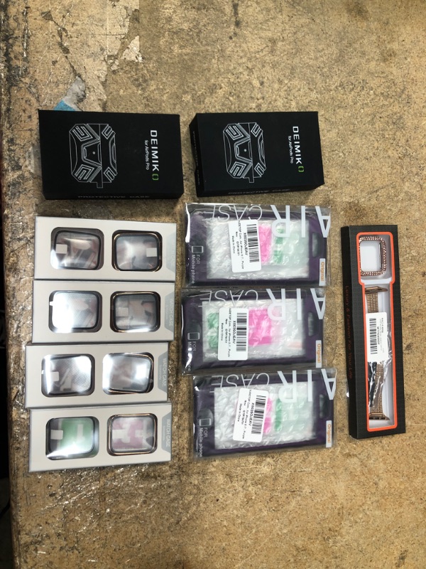 Photo 1 of electronic accessory bundle (10 items) 
air pod pro cases (2)  apple watch strap (1)  Iphone 8/7 cases (3)  apple watch protectors (4) 