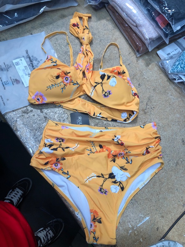 Photo 1 of OMKAGI Women's High Waisted Bandage Bikini Set Wrap Two Piece Push Up Swimsuits size : M 
