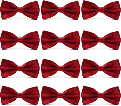 Photo 1 of AVANTMEN Men's Bowties Formal Satin Solid - 6/12 Pack Bow Ties Pre-tied Adjustable Ties for Men Many Colors Option in bulk
