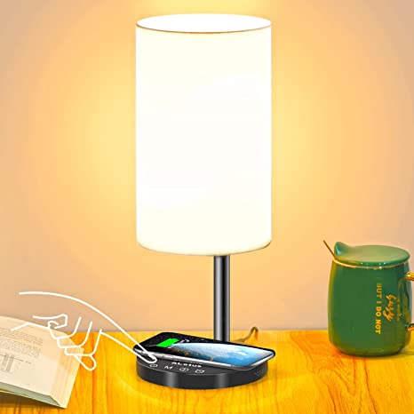 Photo 1 of ALOTUS Multifunctional Table Lamp with 10W Fast Wireless Charger, USB Port, 5 Brightness,5 Lighting Mode,40/60 Min Auto Timer, Nightstand Bedside Lamp for Bedroom (LED Bulb Included)
