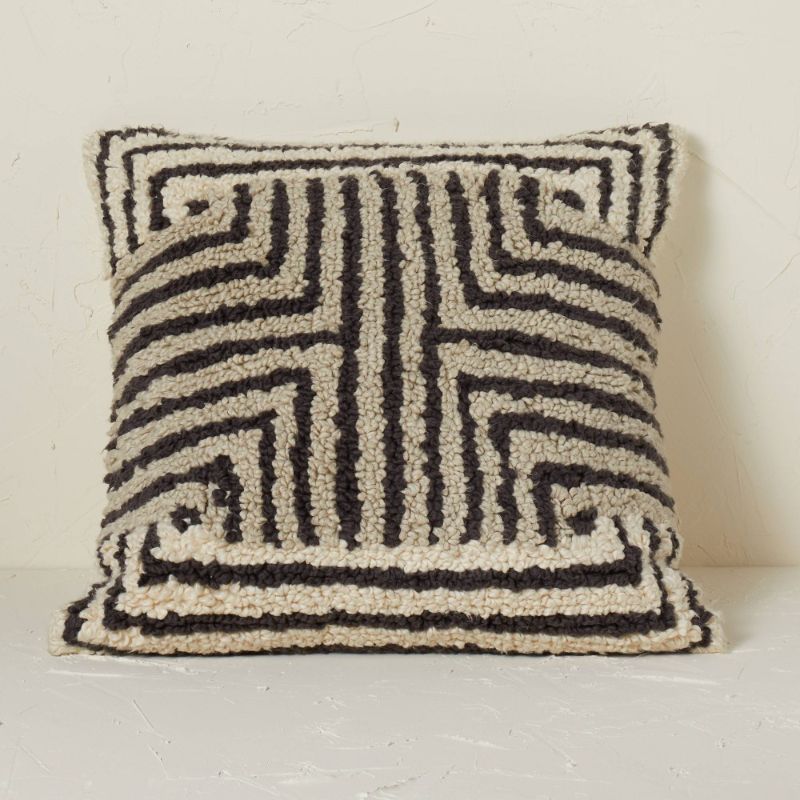 Photo 1 of 2 Maze Pattern Loop Tufted Square Throw Pillow Black/Cream - Opalhouse™ Designed with Jungalow™
