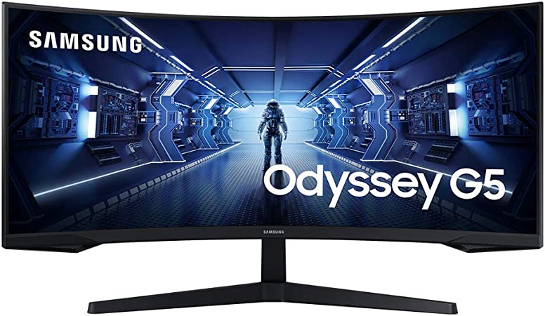 Photo 1 of SAMSUNG 34-Inch Odyssey G5 Ultra-Wide Gaming Monitor with 1000R Curved Screen, 165Hz, 1ms, FreeSync Premium, WQHD (LC34G55TWWNXZA, 2020 Model), Black