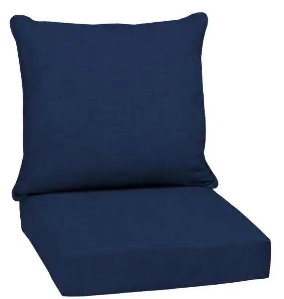 Photo 1 of ARDEN SELECTIONS 24 in. x 24 in. 2-Piece Deep Seating Outdoor Lounge Chair Cushion in Sapphire Blue Leala