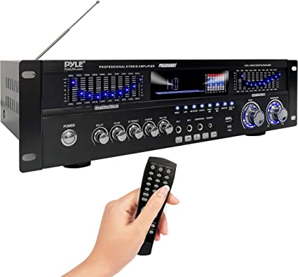 Photo 1 of 6-Channel Bluetooth Hybrid Home Amplifier - 1600W Home Audio Rack Mount Stereo Power Amplifier Receiver w/ Radio, USB/AUX/RCA/Mic, Optical/Coaxial, AC-3, DVD Inputs, Dual 10 Band EQ - Pyle PREA90WBT