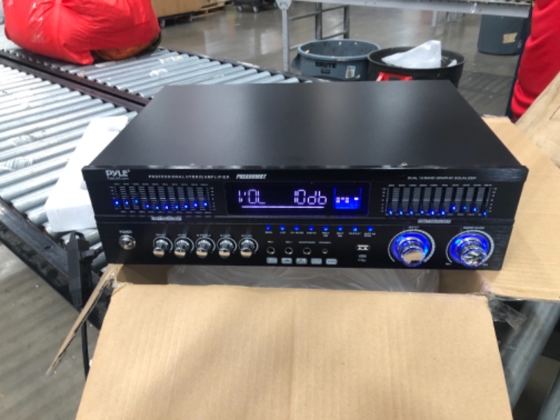 Photo 3 of 6-Channel Bluetooth Hybrid Home Amplifier - 1600W Home Audio Rack Mount Stereo Power Amplifier Receiver w/ Radio, USB/AUX/RCA/Mic, Optical/Coaxial, AC-3, DVD Inputs, Dual 10 Band EQ - Pyle PREA90WBT