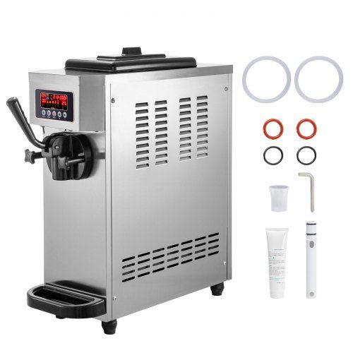 Photo 1 of PARTS ONLY DOES NOT TURN ON 
VEVOR Commercial Ice Cream Machine, 4.7-5.3Gal/H Soft Serve Machine, Single Flavor Ice Cream Maker, 1500W Countertop Soft Serve Ice Cream Machine with 1.6Gal Tank, LCD Panel, 6 Magic Heads