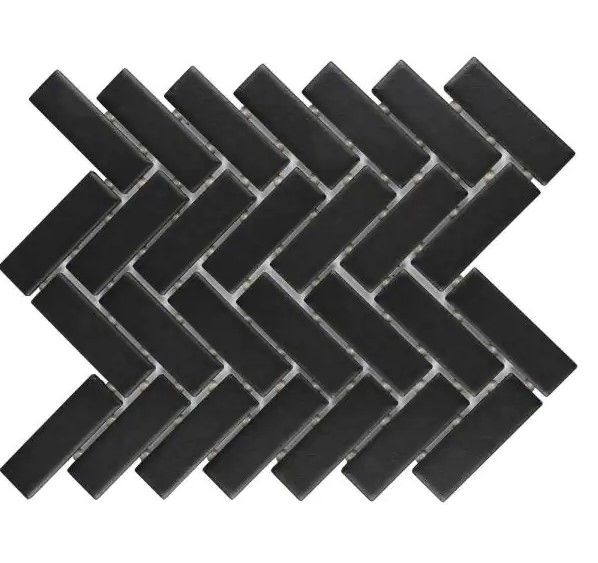 Photo 1 of 16 items 
Daltile Restore Matte Black Herringbone 9 in. x 12 in. x 6.35 mm Glazed Ceramic Mosaic Tile (0.6 sq. ft./Each)
(x16)