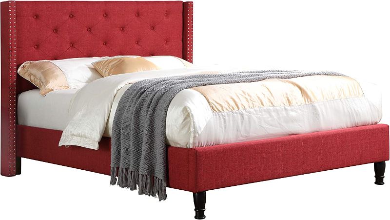 Photo 1 of **** Box 2 of 2***       Home Life furBed00007_Cloth_Burgundy_Full Platform Bed
