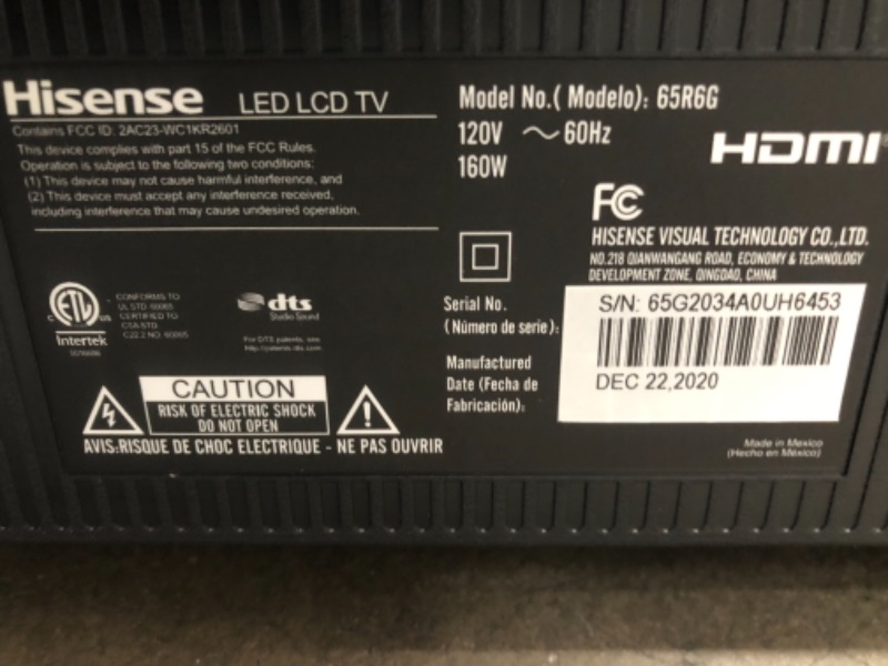 Photo 5 of Hisense 65-Inch Class R6 Series Dolby Vision HDR 4K UHD Roku Smart TV with Alexa Compatibility (65R6G, 2021 Model)