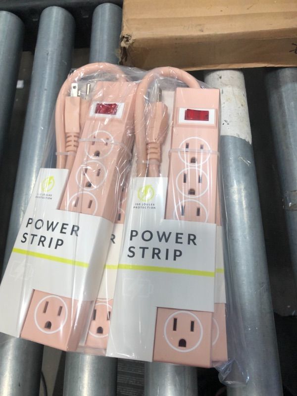 Photo 1 of 6 OUTLET POWER STRIP PINK (4 COUNT)