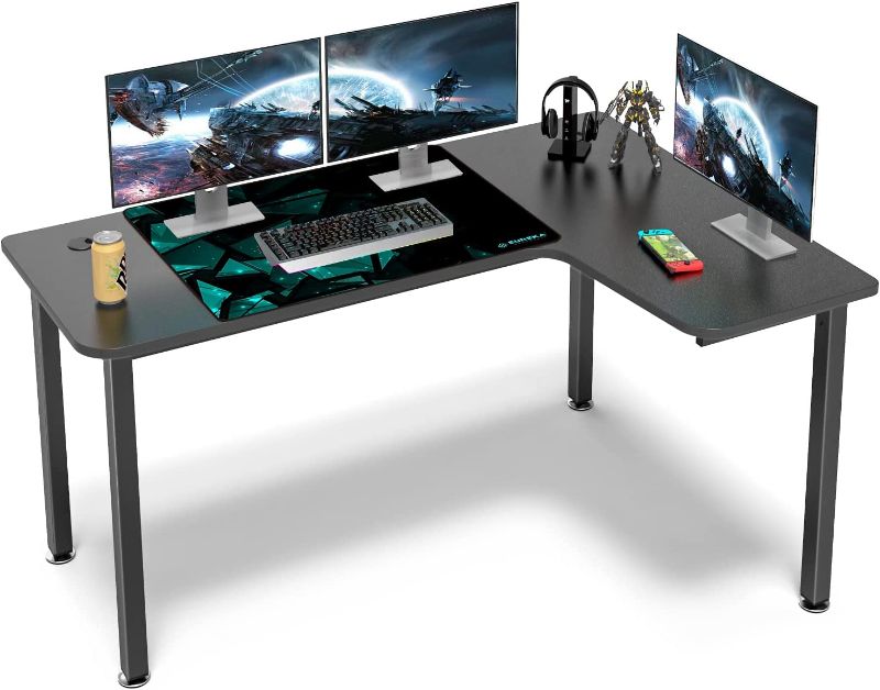 Photo 1 of EUREKA ERGONOMIC 60 Inch Black Corner L Shaped Computer Desk, Home Office Gaming Study Work Writing Table Long Large Sturdy