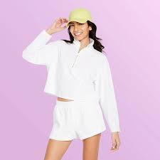 Photo 1 of NWT Stoney Clover Lane Cropped Half Zip White Terry 2 Piece Set XL 
