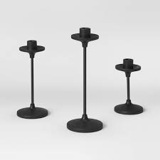 Photo 1 of 11"x4" Set of 3 Tapers Metal Candle Holder Black - Threshold™

