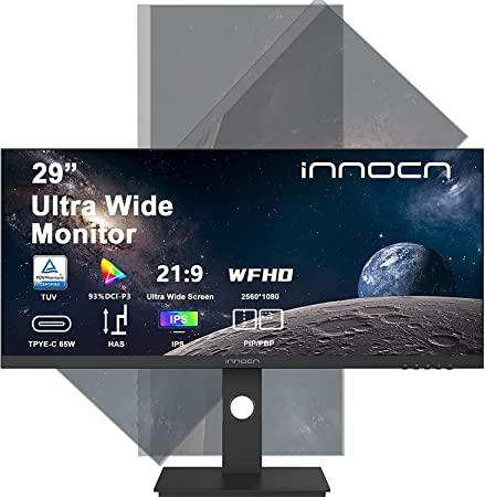 Photo 1 of INNOCN 29" Ultrawide Computer Monitor WFHD 2560 x 1080P 21:9 IPS Display 350Nits 99% sRGB Type C DP HDMI PC Monitor, 75Hz, HDR10, Vertical, Ultra Narrow Bezel, Wall Mountable - 29C1F