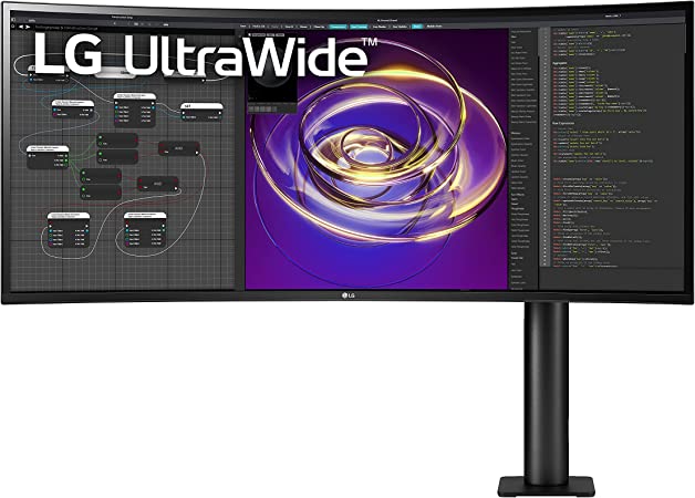 Photo 1 of LG 34WP88C-B 34-inch Curved 21:9 UltraWide QHD (3440x1440) IPS Display with Ergo Stand (Extend/Retract/Swivel/Height/Tilt), USB Type C (90W Power delivery), DCI-P3 95% Color Gamut with HDR 10