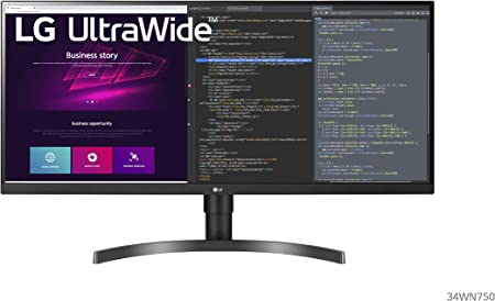 Photo 1 of LG 34WN750-B Monitor 34" 21:9 WQHD (3440 x 1440) IPS Display, AMD FreeSync, Dual Controller, OnScreen Control, 3-Side Borderless Design - Black